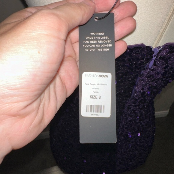Purple Seaquin Strapless Mini Dress - Picture 4 of 4
